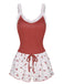 2PCS Wine Red 1950s Lace Straps Pajamas, vintage pajamas, retro nightwear - perfect for women who love vintage and retro fashion