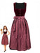 Wine Red 1950s Square Neck Dress