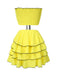 2PCS Yellow 1950s Bow Smocked Tube Top & Multi-Layer Skirt, vintage skirt, retro style - perfect for women who love vintage and retro fashion