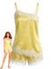 Yellow 1950s Lace Spaghetti Strap 2PCS