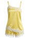 Yellow 1950s Lace Spaghetti Strap 2PCS
