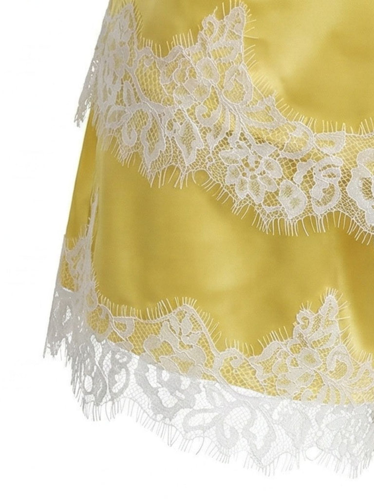 Yellow 1950s Lace Spaghetti Strap 2PCS