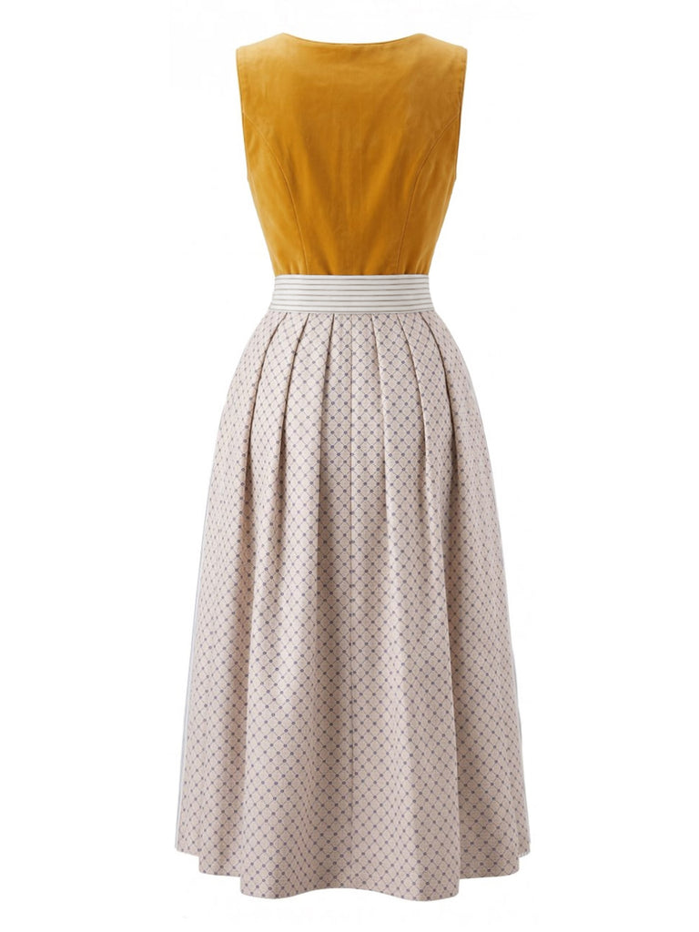 Yellow 1950s Square Neck Vintage Dress 3