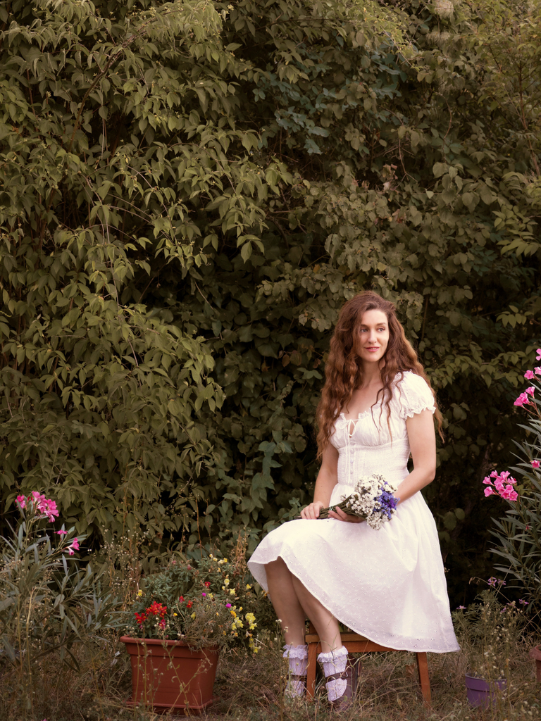 White 1940s Solid Cotton Embroidered Lace Dress
