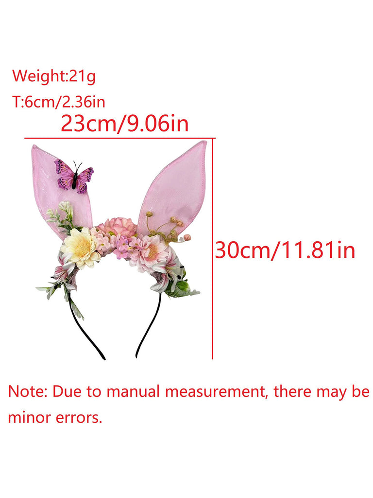 3D Floral Butterfly Mesh Rabbit Headband - vintage fashion, retro style