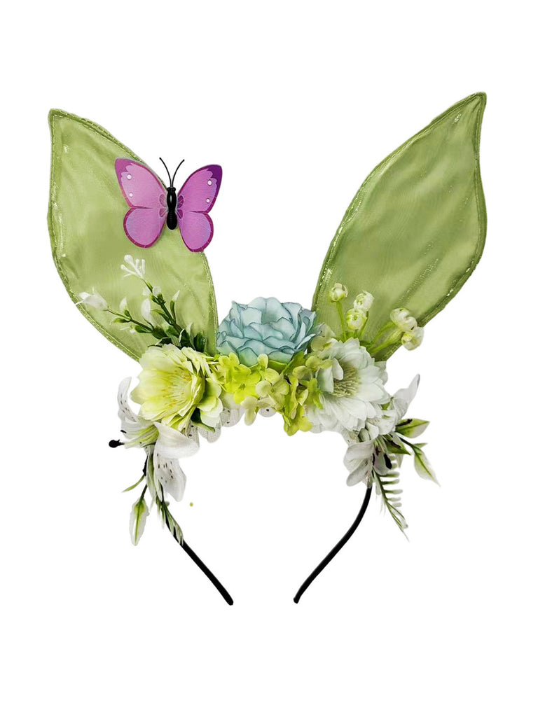 3D Floral Butterfly Mesh Rabbit Headband - vintage fashion, retro style