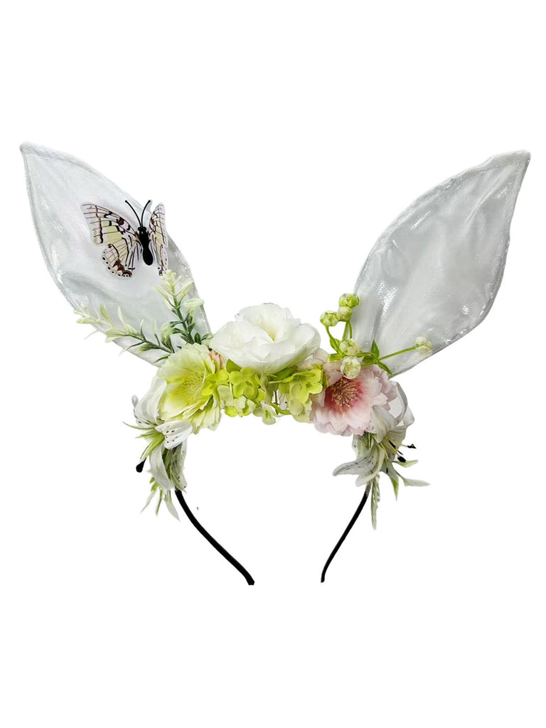 3D Floral Butterfly Mesh Rabbit Headband - vintage fashion, retro style