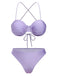 3PCS 1930s Spaghetti Strap Solid Bikini Set - vintage fashion, retro style