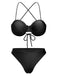 3PCS 1930s Spaghetti Strap Solid Bikini Set - vintage fashion, retro style