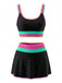 3PCS 1950s Contrast Color Zigzag Trim Tankini Set & Cover-Up: beautiful vintage fashion, retro style, classic elegance with timeless appeal