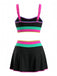 3PCS 1950s Contrast Color Zigzag Trim Tankini Set & Cover-Up | vintage fashion, retro style, classic elegance - perfect for retro fashion enthusiasts