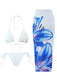 3PCS 1950s Mesh Lily Print Bikini Set & Cover-Up | vintage swimwear, retro swimsuit, pin-up style - perfect for retro fashion enthusiasts
