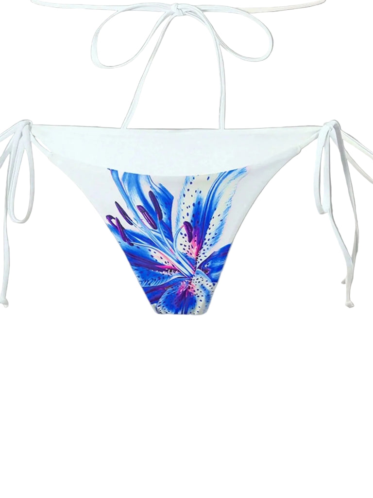 3PCS 1950s Mesh Lily Print Bikini Set & Cover-Up - vintage swimwear, retro swimsuit, pin-up style for vintage lovers