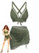 3PCS 1950s Solid Metal Button Bikini Set - vintage swimwear, retro swimsuit, pin-up style for vintage lovers