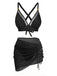 3PCS 1950s Solid Metal Button Bikini Set | vintage swimwear, retro swimsuit, pin-up style - perfect for retro fashion enthusiasts