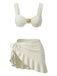 3PCS 1950s Solid Metal Sun Chain Accent Bikini Set & Cover-Up | vintage swimwear, retro swimsuit, pin-up style - perfect for retro fashion enthusiasts