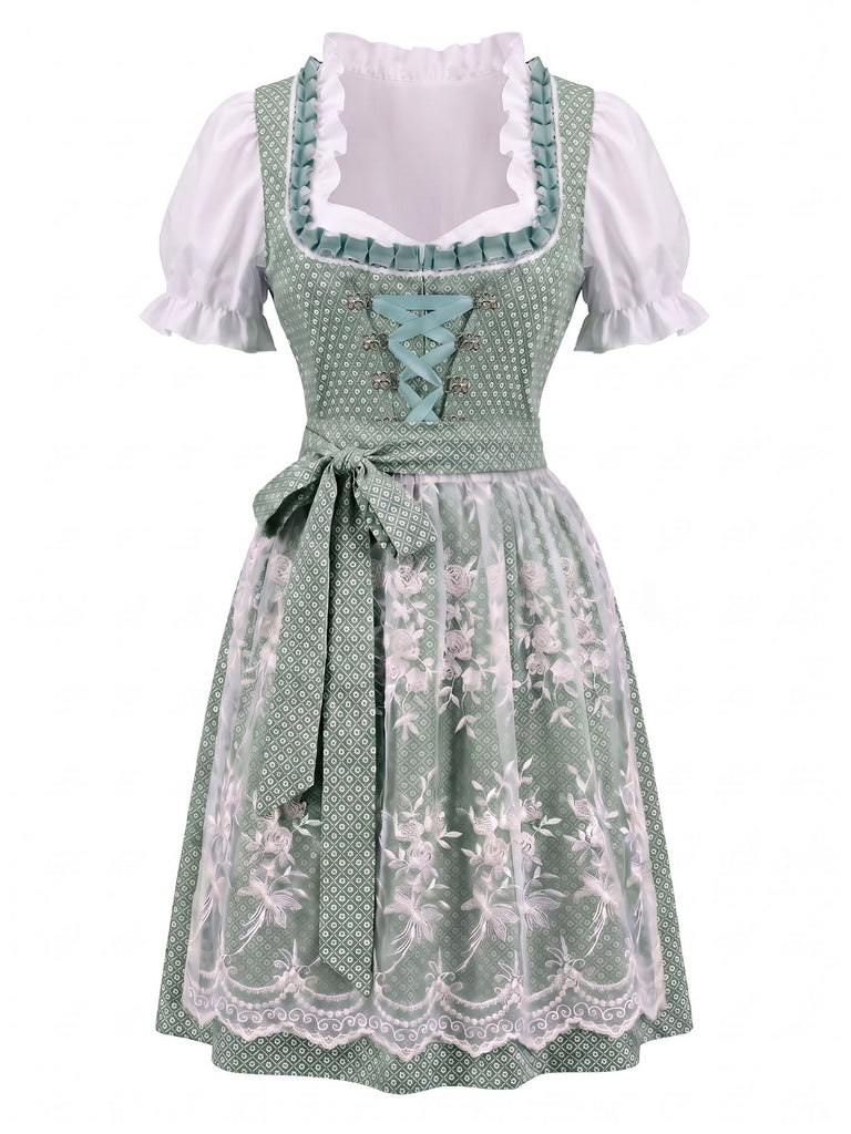 3PCS 1950s Square Neck Floral Dress & Puff Top & Apron, vintage dress, retro fashion, rockabilly, pin-up fashion - vintage inspired fashion
