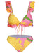 3PCS 1970s Pink Floral Swimsuit Set, vintage swimsuit, pin-up swimwear - perfect for women who love vintage and retro fashion