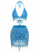 3PCS 1970s Shell Crochet Halter Bikini Set & Cover-Up: beautiful vintage swimwear, retro swimsuit, pin-up style with timeless appeal