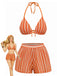 3PCS 1970s Striped Knit Boho Bikini Set & Cover-Up - vintage fashion, retro style