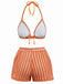 3PCS 1970s Striped Knit Boho Bikini Set & Cover-Up - vintage fashion, retro style