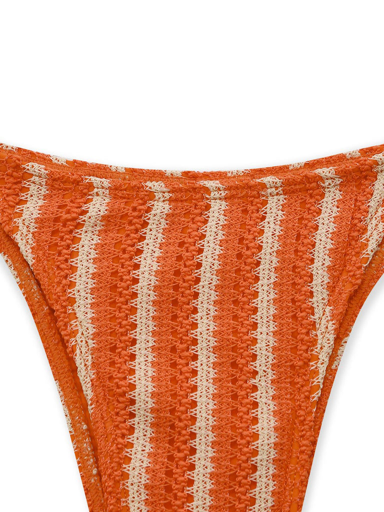 3PCS 1970s Striped Knit Boho Bikini Set & Cover-Up - vintage fashion, retro style