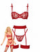 3PCS 1980s Lace Bow Detail Lingerie Set - vintage fashion, retro style