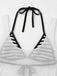 3PCS 1980s Striped Bikini Set & Sheer Cover-Up Tank - vintage swimwear, retro swimsuit, pin-up style for vintage lovers