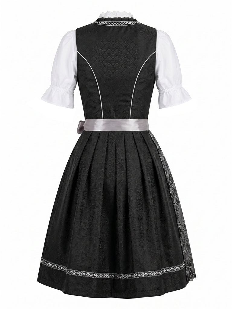 Black 1950s Square Neck Two Piece Set 2