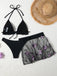 3PCS Black 1980s Butterfly Mesh Bikini Set & Cover-Up - vintage swimwear, retro swimsuit, pin-up style for vintage lovers