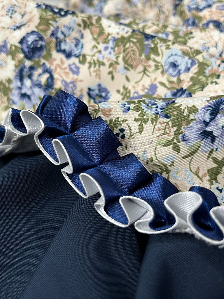 Blue 1950s Square Neck Two Piece Set 12