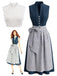 3PCS Blue 1950s Sleeveless Dress & Floral Apron & Lace Top, vintage dress, retro fashion, rockabilly, pin-up fashion - perfect for women who love vintage and retro fashion