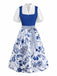 3PCS Blue 1950s Square Neck Dress & Floral Apron & Lace Top, vintage dress, retro fashion, rockabilly, pin-up fashion - perfect for women who love vintage and retro fashion