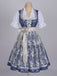 Dark Blue 1950s Floral V Neck Two Piece Set 4