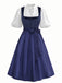 3PCS Dark Blue 1950s Velvet Jacquard Dress & Apron & Lace Top, vintage dress, retro fashion, rockabilly, pin-up fashion - vintage inspired fashion