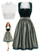 3PCS Green 1950s Square Neck Velvet Jacquard Dress & Apron & Lace Top, vintage dress, retro fashion, rockabilly, pin-up fashion - perfect for women who love vintage and retro fashion