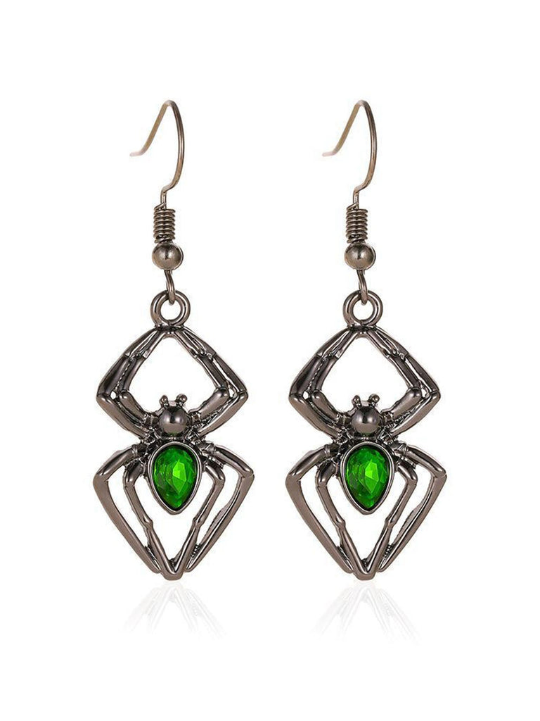 3PCS Green Spider Necklace & Earrings & Ring Set - vintage fashion, retro style