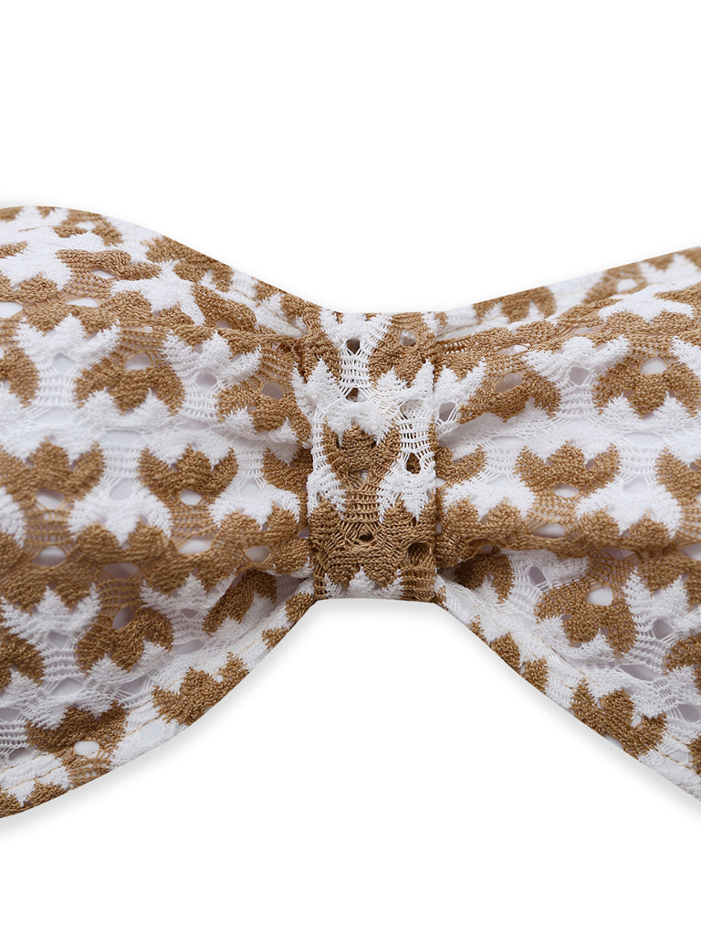 3PCS Khaki 1950s Crochet Hollow Bikini Set & Cover Up - vintage swimwear, retro swimsuit, pin-up style for vintage lovers