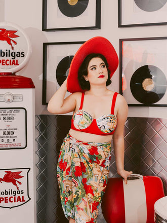 3PCS Red Retro Lady Bikini Set: timeless style reimagined