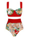 3PCS Red Retro Lady Bikini Set: timeless style reimagined