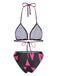 3PCS Rose Red 1960s Geometric Bikini Set & Cover-Up — 1960s poolside glamour meets sun-drenched confidence