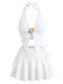White 1950s Halter 3 Piece Tankini 3