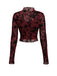 3PCS Wine Red 1930s Flocked Floral Sheer Set - vintage fashion, retro style, elegant red