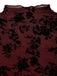 3PCS Wine Red 1930s Flocked Floral Sheer Set - vintage fashion, retro style, elegant red