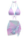 3PCS Y2K Halter Ombre Bikini Set & Cover-Up: beautiful vintage swimwear, retro swimsuit, pin-up style with timeless appeal
