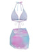 3PCS Y2K Halter Ombre Bikini Set & Cover-Up | vintage swimwear, retro swimsuit, pin-up style - perfect for retro fashion enthusiasts