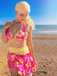 Pink 1960s Floral Print Tie-Front Layered Bikini Set