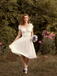 White 1940s Solid Cotton Embroidered Lace Dress
