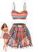 4PCS 1970s Boho Striped Bikini & Fringe Cover-Up Set - vintage fashion, retro style