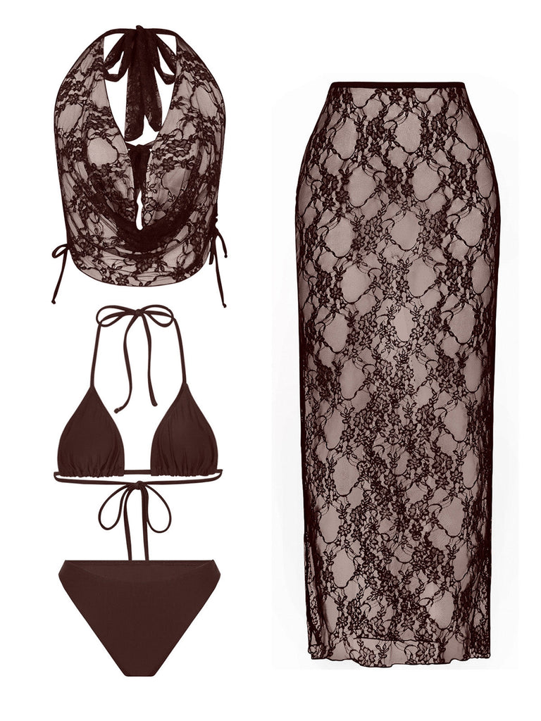 1980s Lace 3 Piece Bikini Set 7
